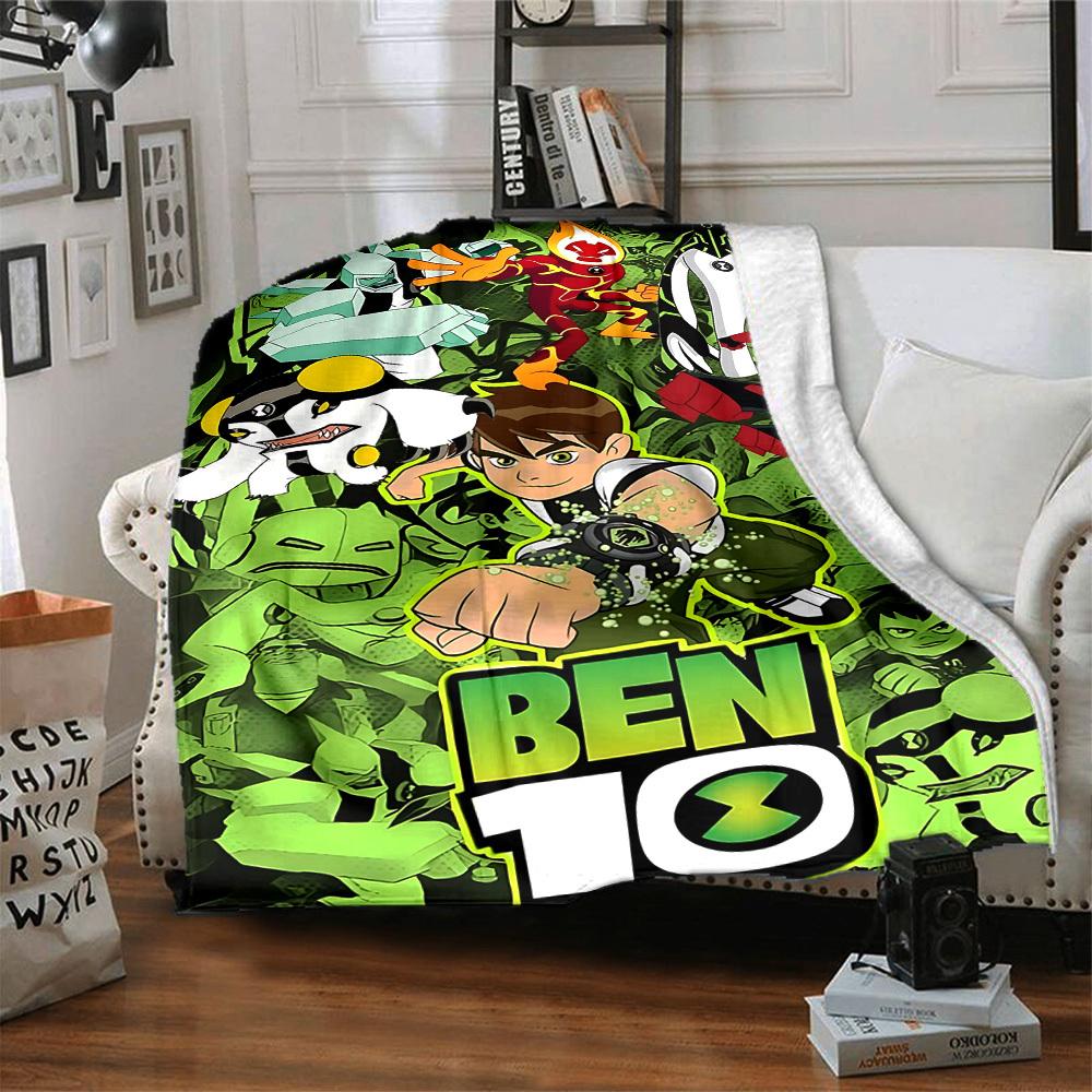 1 pezzo Coperta in Flanella Morbida e Delicata sulla Pelle Ben 10 Alieni con Stampa Digitale, Varie Misure Disponibili per Famiglia, Amici, Compleanno