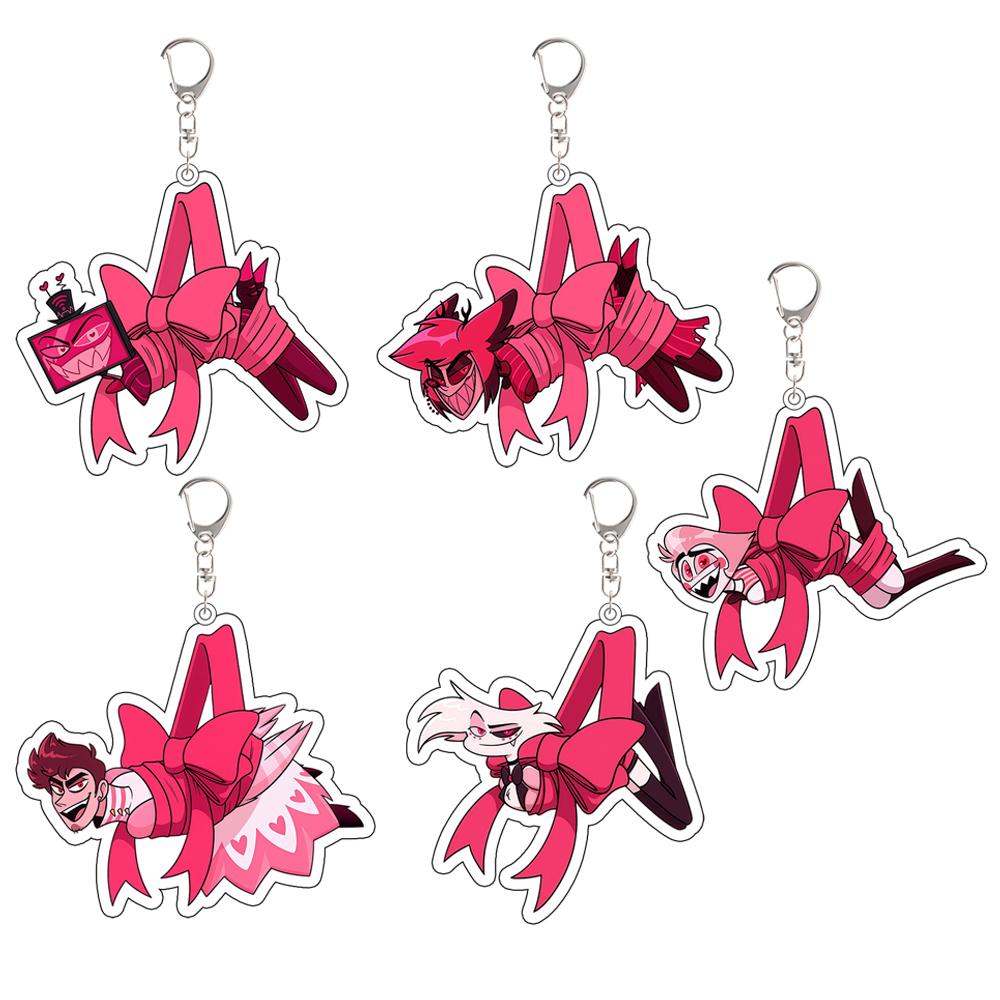 Chic Studio Unisex Anime Acrylic Keychain Vox Angel Dust Alastor Lucifer Morningstar Peripheral Custom Cartoons Backpack Accessories Pendant Gift