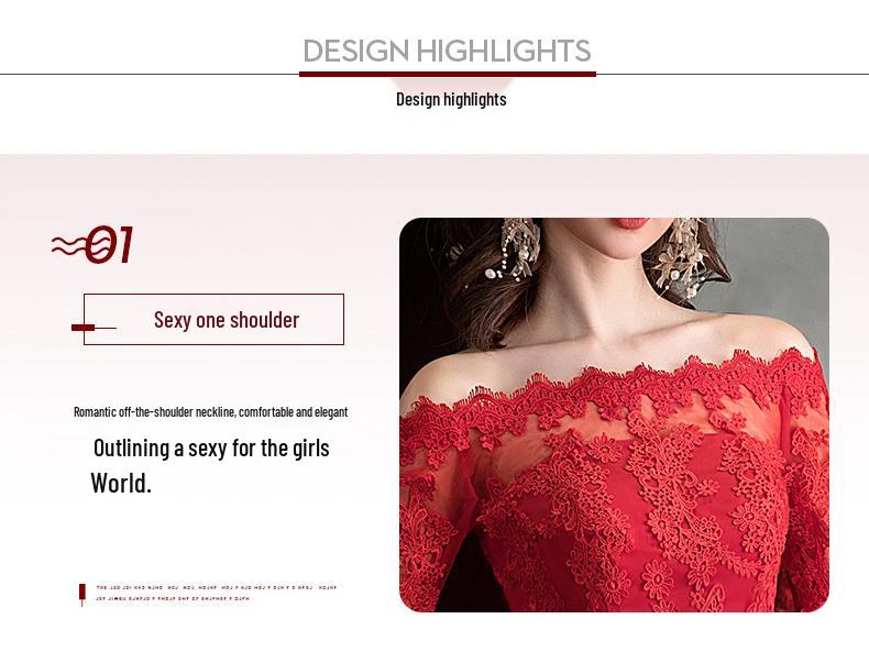 2025 Red Off-Shoulder Floor-Length Wedding Dress - Plus Size, Slimming Princess Style for Spring/Summer