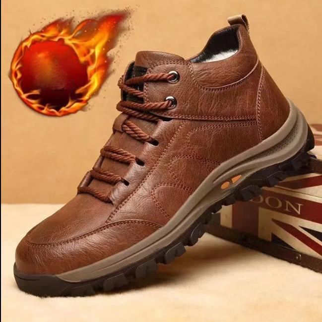 Men's Autumn Winter Cotton Boots Warm Velvet for Outdoor Mountaineering, Casual Sports Shoes.