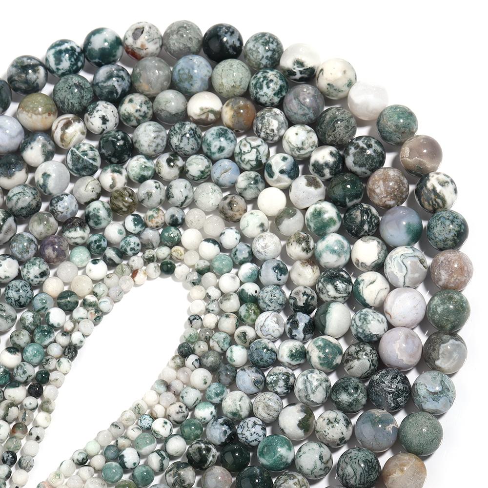 4 6 8 10 12mm Natural Tree Agate Stone Beads Round Loose Gemstone Beads For Jewelry Making DIY Bracelets Necklace Accessories