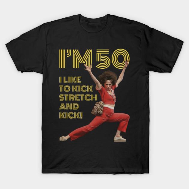 

Men Black Print T-shirt Sally O Malley, I M 50 I Like To Kick, Streth, And Kick No-Cut Transfer Paper Print Cotton Tshirt 3XL чорний