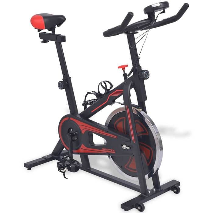 VidaXL Vélo d'Appartement avec Capteurs de Pouls Fitness Noir et Rouge Exercice 91190