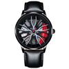 Watch Men'S Fashion Sports Personality Racing Wheel Black Steel Belt Quartz Watch Men'S