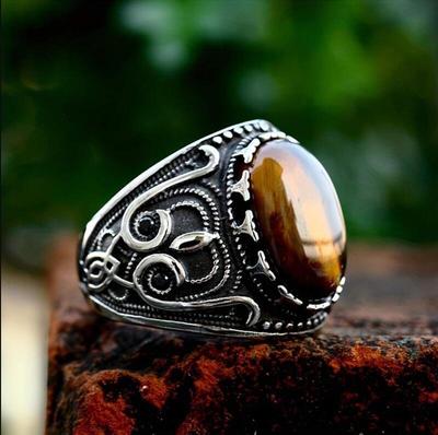 Retro Ethnic Style Tiger Eye Owl Ring – Bold Fashion Punk Accessory