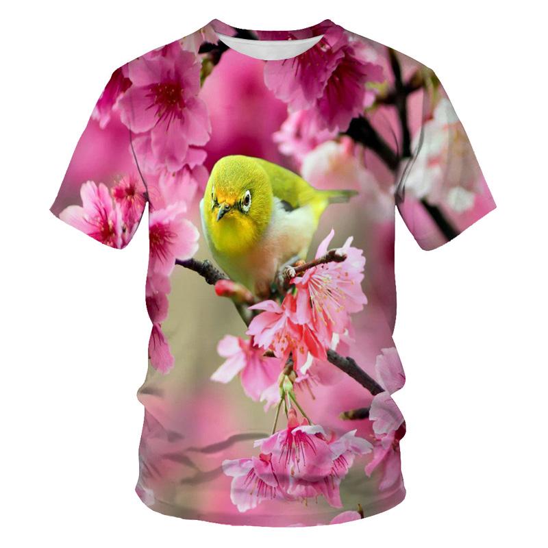 Colorful Animal Parrot T-Shirt Men's Clothing Crew Neck 3D Print Fun Birds Hip-Hop Harajuku Style Printed Top