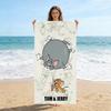 Tom&Jerry Freundschaft Strandtuch Schnelltrocknend Geeignet für Strand Fitnessstudio Yoga Pool Sommer Lustiges Geschenk für Freunde und Familie