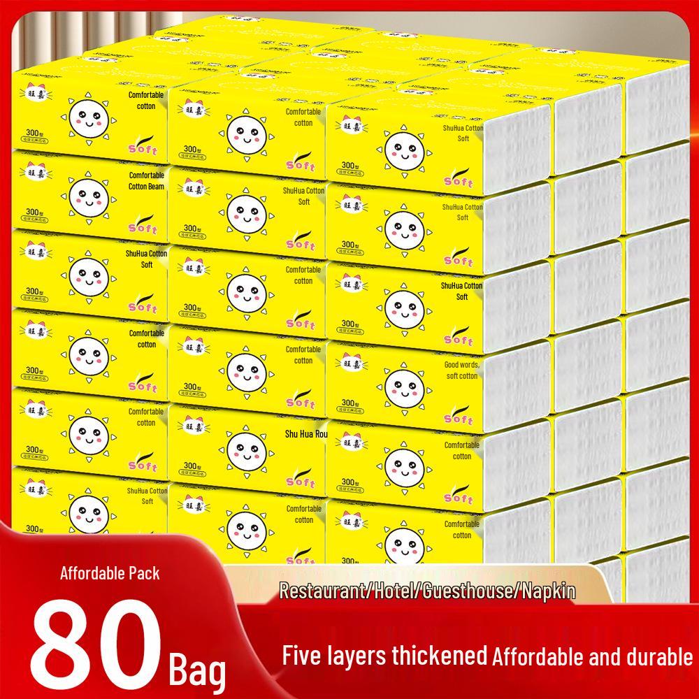 Small Square Pull-Out White Napkin Pack for Breakfast Stalls, Snack Bars, and Barbecue Use