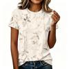 Women's Casual Pullover T Shirt Short Sleeve Round Neck Floral Print Top Lightweight Soft Fabric Relaxed Fit Tee for Everyday Wear