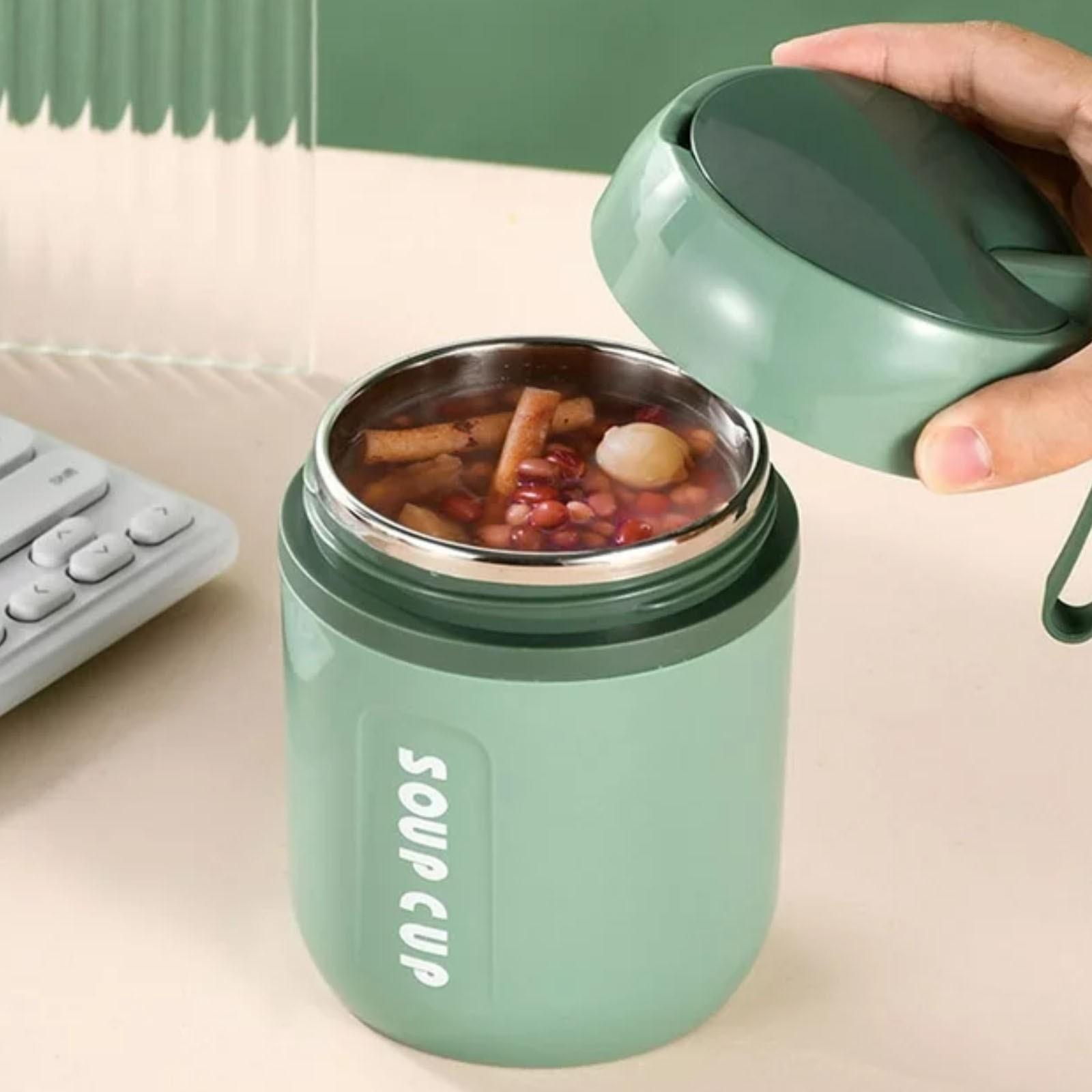 

Insulated Bento Box With Stainless Steel Insulation 1 Layer Food Container Leak Proof Suitable For Children Barrel Coffee Mug зелёный