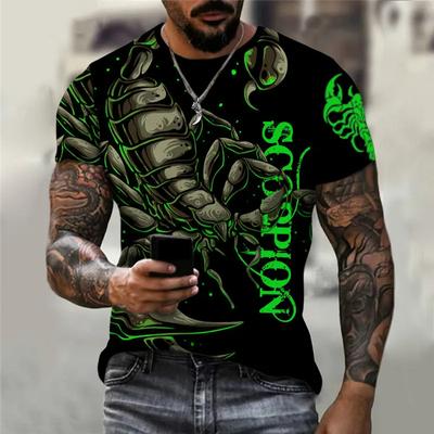 Trendová pánská trička Scorpion Graphic Krátký rukáv O-výstřih Street 3D zvířecí potisk Pánské tričko 6XL Letní ležérní topy velké velikosti