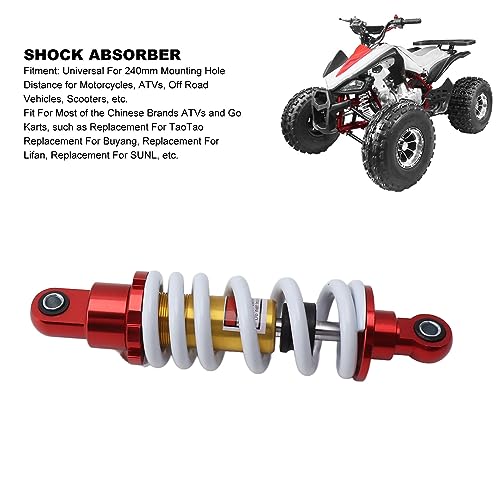 Shock Absorber 240mm 12mm Adjustable Damping Suspension for Motorcycle Off-Road Scooter ATV