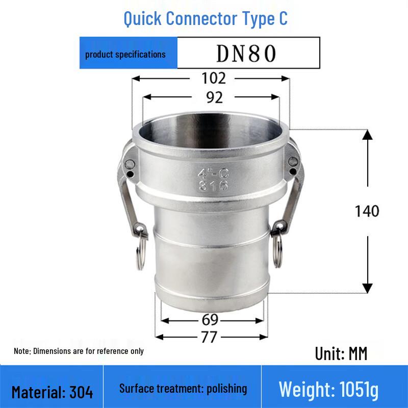 Langsaizebo 304 Stainless Steel Quick Connector