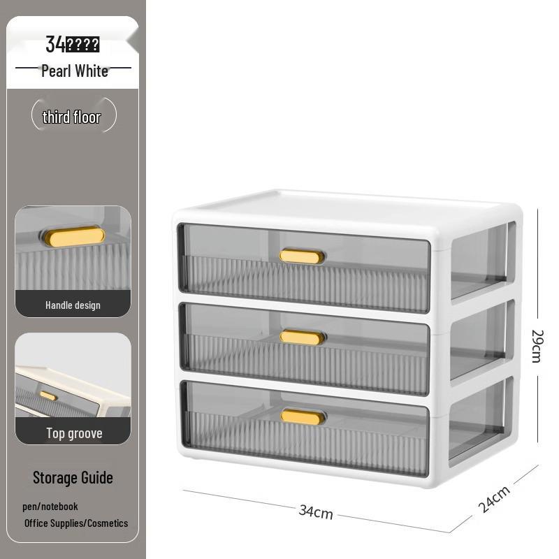 Transparent Large Capacity Cosmetic Storage Box with Drawers for Makeup, Jewelry, and Masks