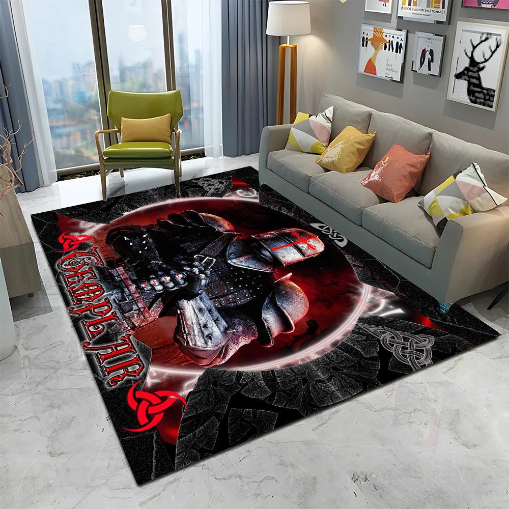 Rycerz Templariusz Krzyżowiec Gry Dywanik do Domu Salonu Sypialni Sofy Wycieraczka Dekoracja, Dywanik Obszarowy Antypoślizgowa Mata Podłogowa