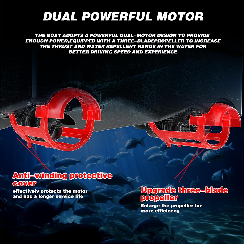 GPS Köderboot Lokeevan V020 12000mAh Akku Doppelmotor 3 Behälter 2KG Traglast 500M Fernbedienung