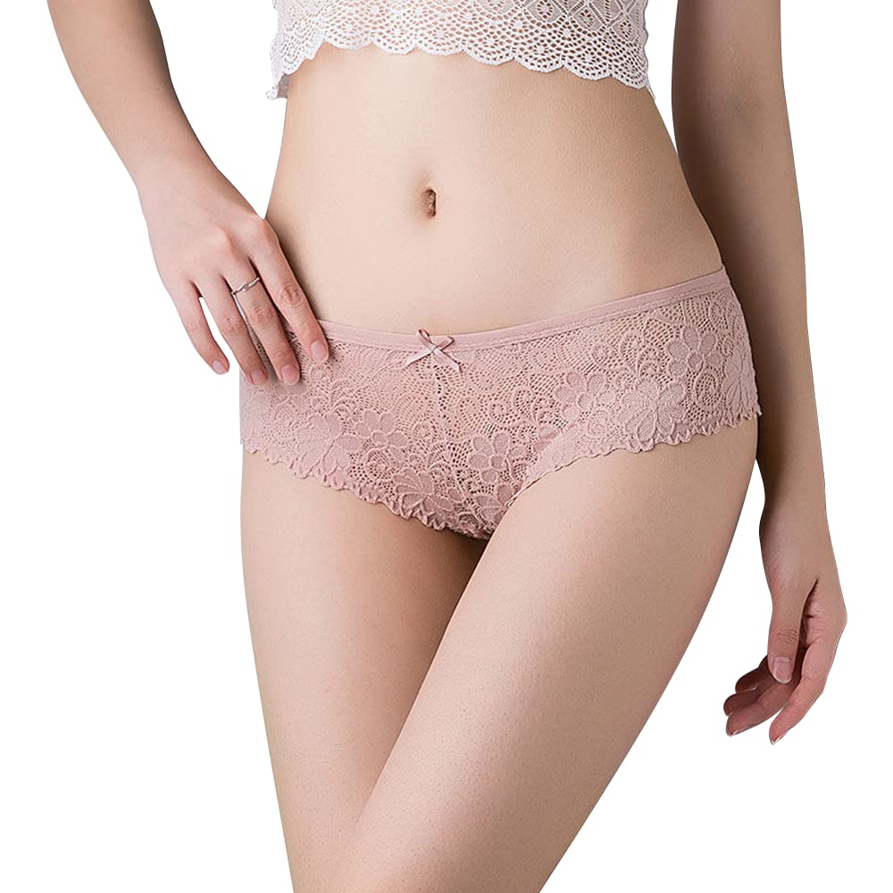 HINICE Regular Sexy Bikini Set 5 Women's All-Lace T-Back Panties, Size, Low-Rise, Half-Back, Underwear, Panties, 5-6-Piece (Black, Panties, Medium)