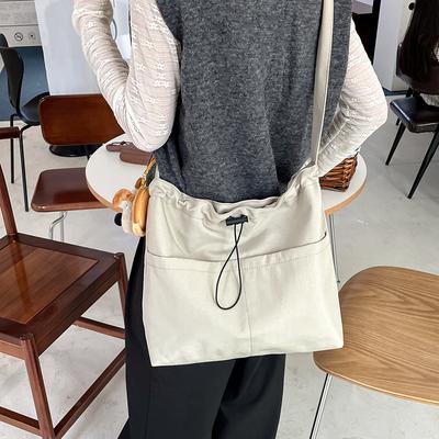 Solid Color Large Capacity Texture Tote Bag 2025 New Shoulder Bag Student Casual Fashion Ins Niche Tote Bag