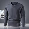 [Heavy Milan Cotton] Four In One Button Chinese Style Men's T-shirt Long Sleeve Spring and Autumn