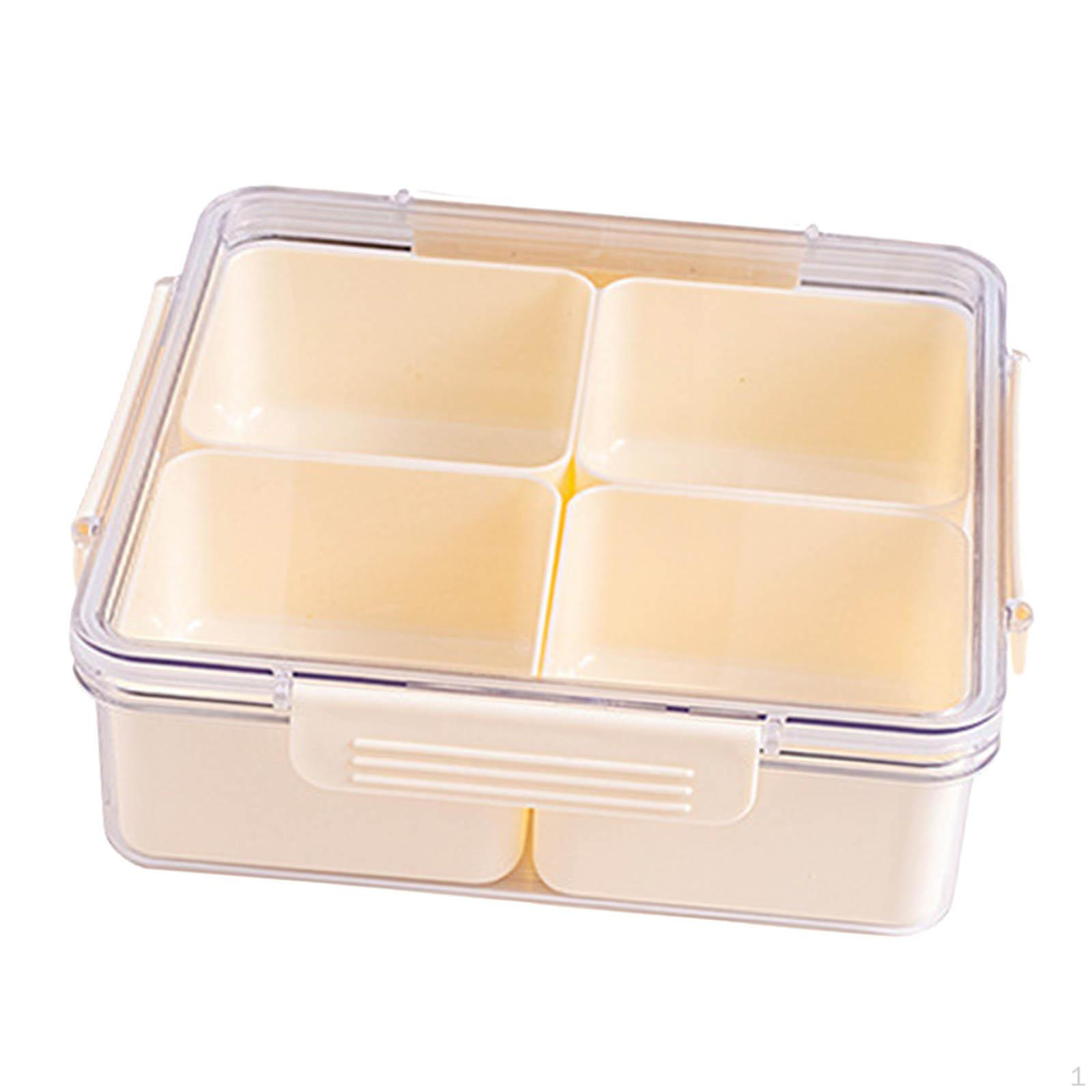 

Divided Serving Tray Cake Storage Plastic Bowls Platter Relish for Dry Fruit Beige Square