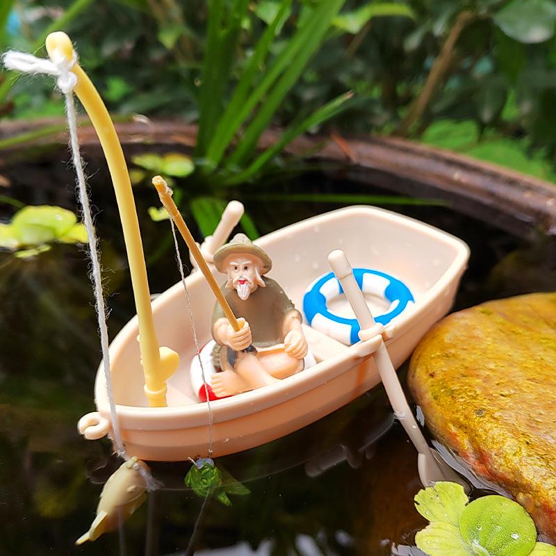 Miniature Floating Boat Ornament - DIY Model for Fish Tank & Landscaping