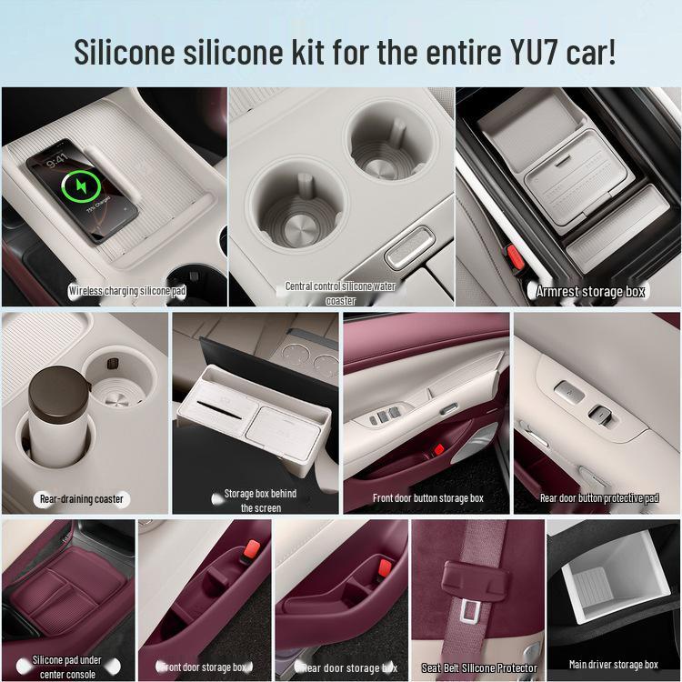 Silicone Mats for Xiaomi SU7/YU7: Center Console, Cup Holders, and Interior Essentials