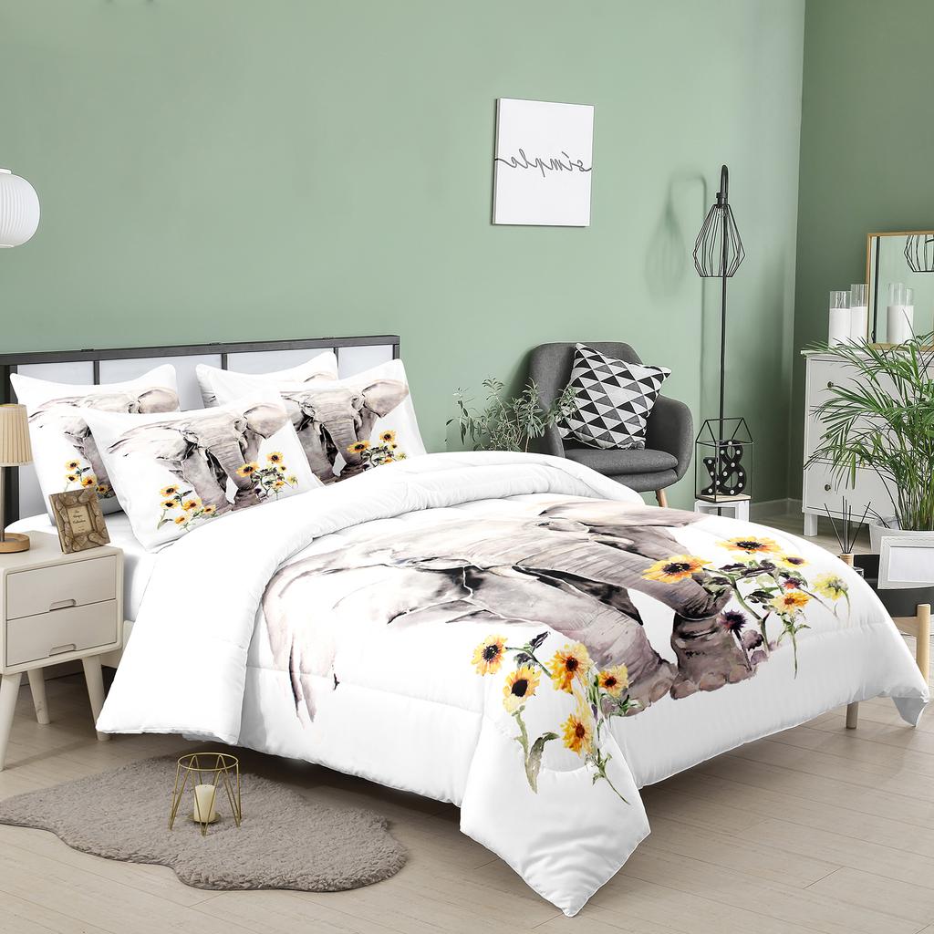 Queen Size Wild Animal Theme Twin Bedding Set Elephant Duvet Cover Set For Kids Teens Boys Comfortable Double King Quilt Cover