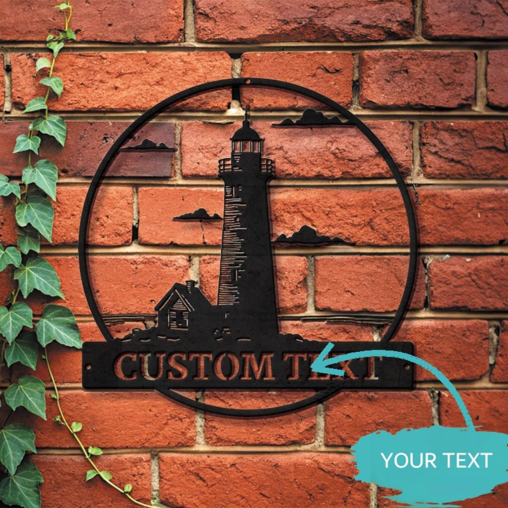 Custom Lighthouse Metal Sign Nautical Wall Art Beach House Decor