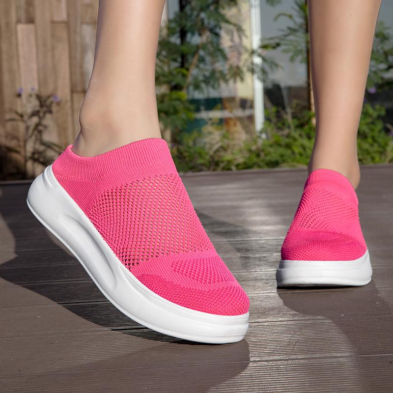 Breathable Mesh Couple Casual Shoes Knitted Lightweight Slippers Slip-on Daily Loafers for Walking Traveling Size 36-45
