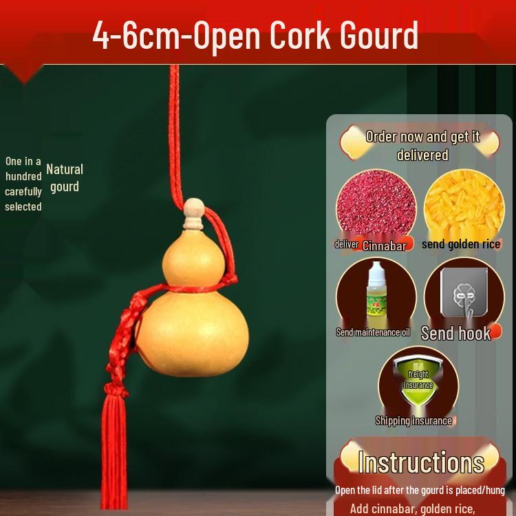 

Natural Gourd Hanging Ornament with Five Emperor Coins, Chinese Knot for Doors