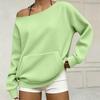 Women's Fashion Casual Off-Shoulder Long Sleeve Knit Sweatshirt with Pockets