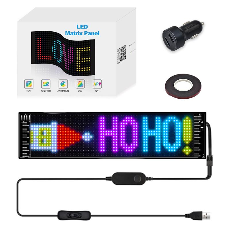 LED-Matrix-Pixel-Panel, USB 5 V, flexibel adressierbares RGB-Muster, Graffiti-Lauftext-Animationsanzeige, Autogeschäft, Bluetooth-App