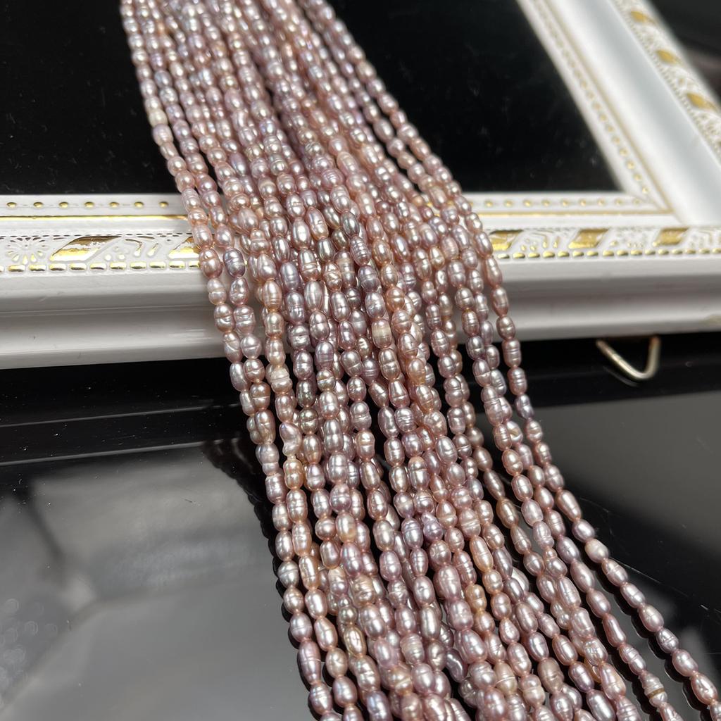 1String, Purple Natural Freshwater Pearls, Handmade Rice Pearl Beads for Jewelry Making DIY Necklaces, Bracelets Crafts (Beads 2.8-3.2mm, Length 36cm)