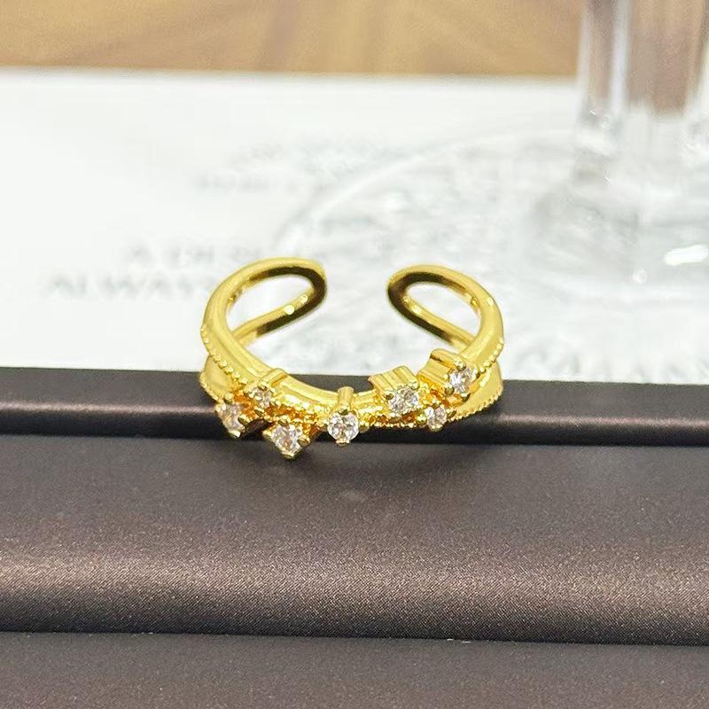 Medieval Vintage Retro Stacked Wearing Micro-Inlaid Zircon Temperament Ring Women'S Niche High-End Light Luxury Butterfly Ring
