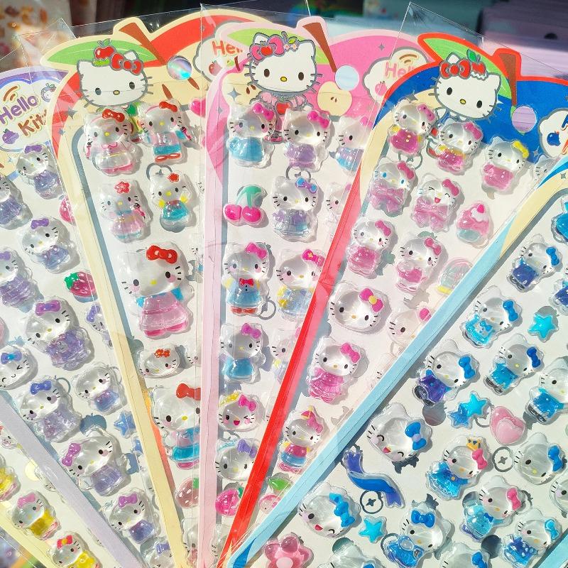 3D Crystal Apple Kitty Stickers - 6-12pcs Adorable Apple Decals Excellent designed for Girls Phone Case DIY Cute And Charming Exchange Present