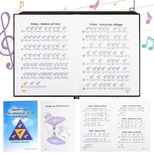 Deekec Songbook Display and 12-Hole Alto C Ocarina Legend of Zelda with Protective Bag Stand, Blue