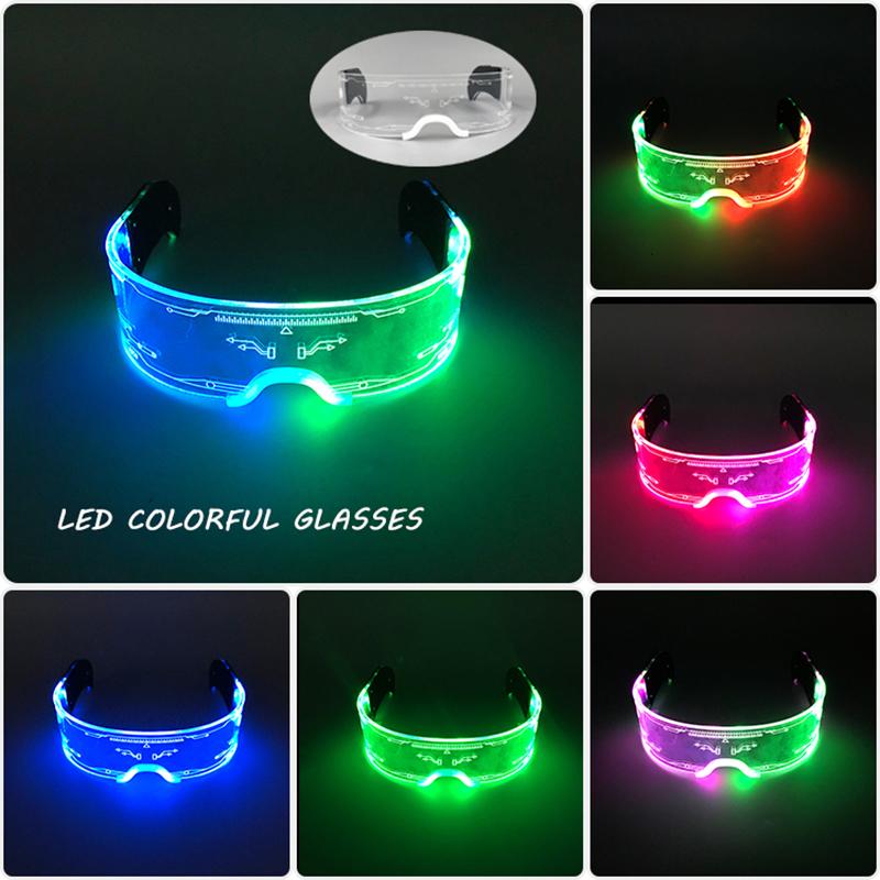 Nuovi Occhiali Stile Cyberpunk Cool Decorazione Luminosa per Feste Occhiali da Sole LED Luminosi Illuminazione Bar Rave Musica Festa da Ballo