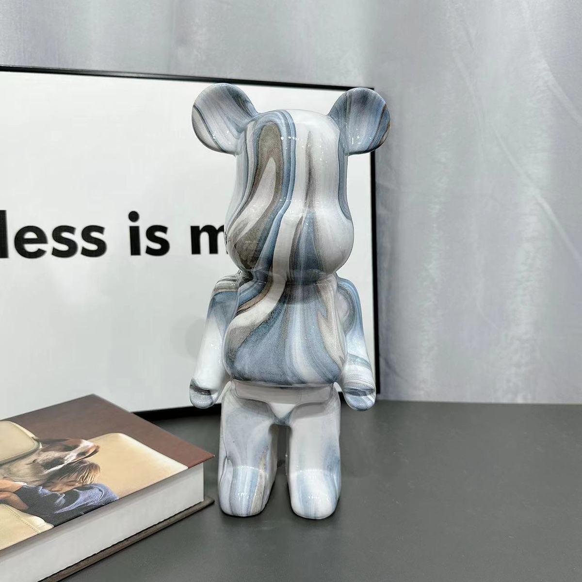 

28cm Ceramic Water Transfer Bear Ornament for Living Room, TV Stand, or Wine Cabinet Display