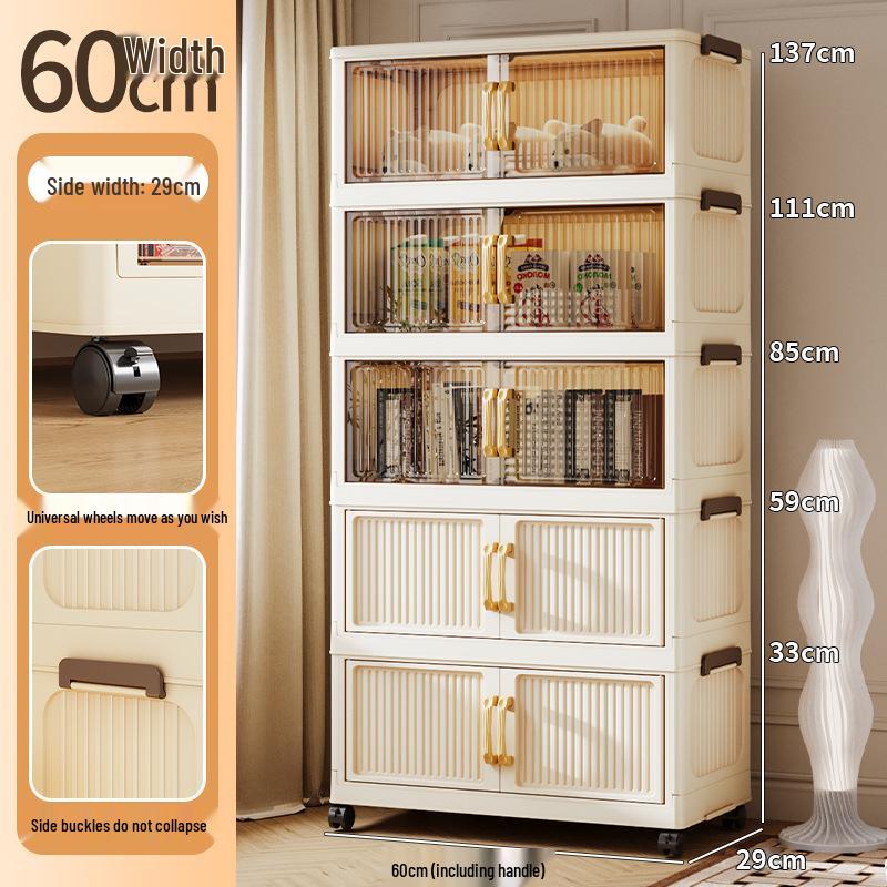No-Install Multi-Layer Storage Cabinet for Baby & Kids - Folding Plastic Wardrobe & Snack Shelf