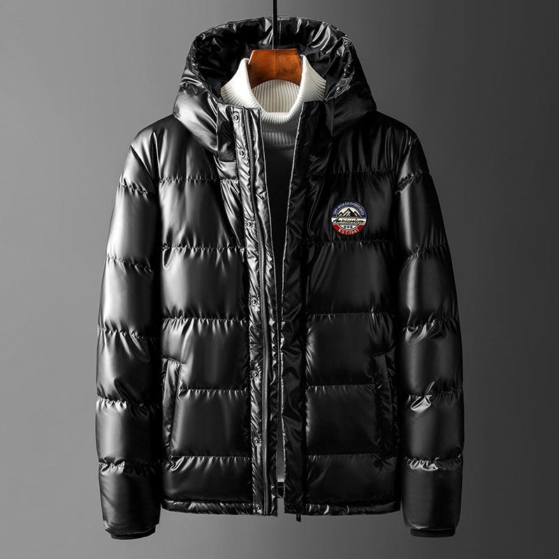 Winter Zipper Solid Color Winter Casual Collarless Straight Hem Side Seam Pocket Hooded Blue Youth Cotton Jacket