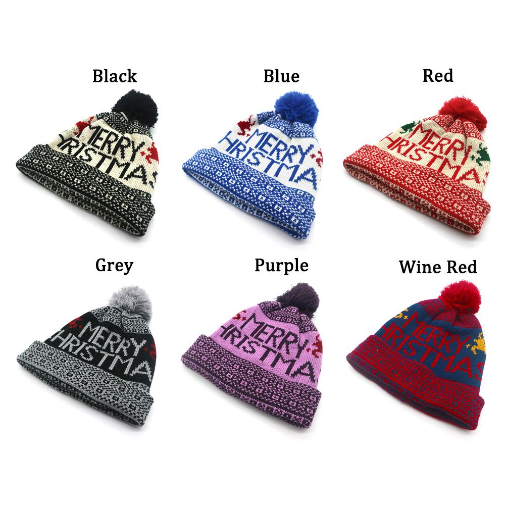 Elk Chirstmas Knitted Hat Pompom Beanie Hat New Ski Cap  Men and Women