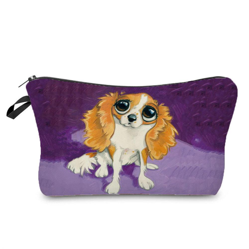Women Dog Print Cosmetic Bag Toiletries Organize Travel Storage Case 6677