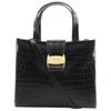 Vala Handbag AQ-21 8252 2WAYShoulder Black/gold Embossed Leather Women Used