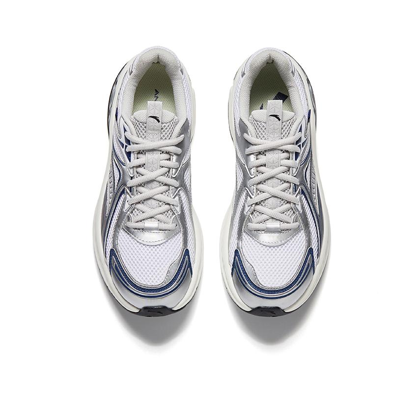 New Anta Running Collection Cushioning, Wear Resistant Low Top Casual Running Shoes Men's White Silver 912535595-3