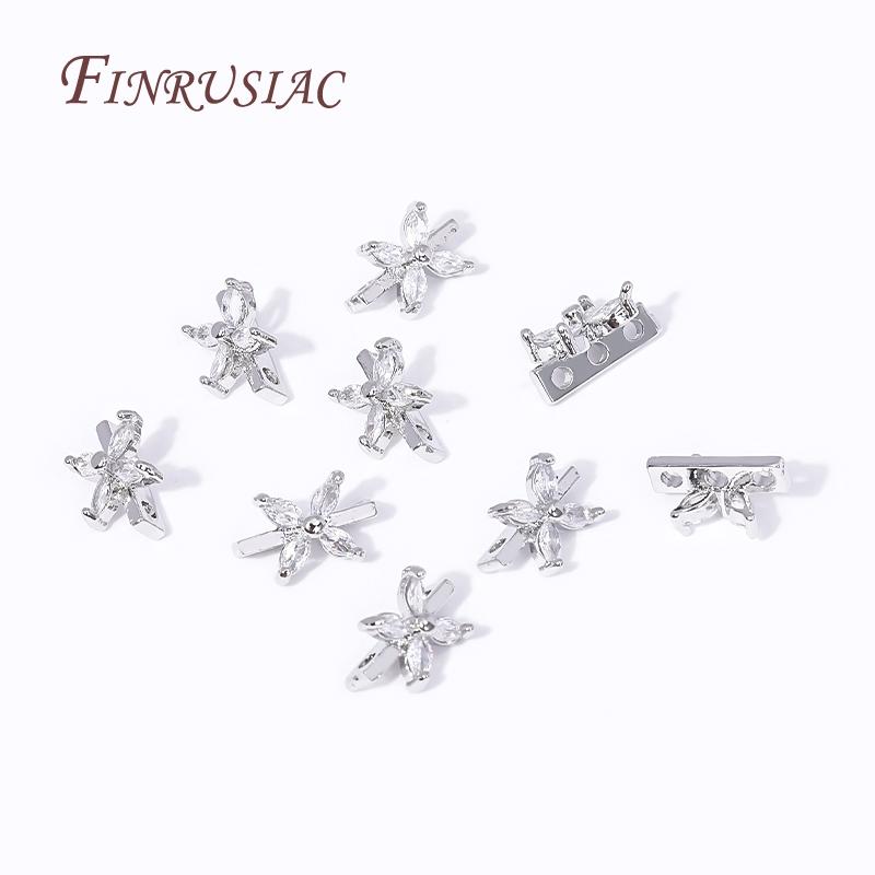 18K Gold Plated 3 Hole Separators for Beads, Inlaid Zircon Beads Separators Accessories,Handmade DIY Beading Jewelry Fittings