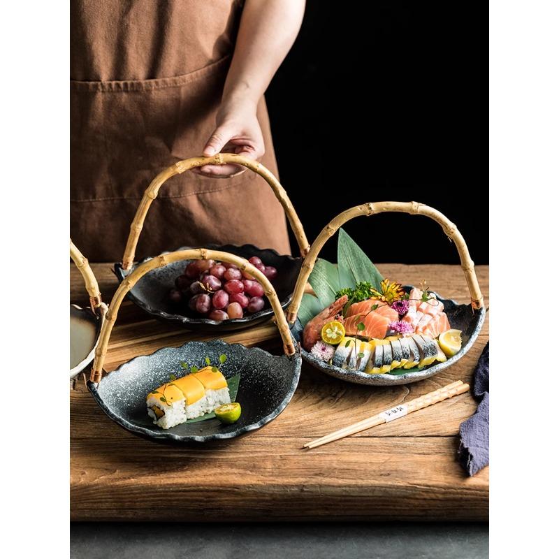 Creative Handheld Hanging Plate Featured Platter Ceramic Sushi Sashime Plate
