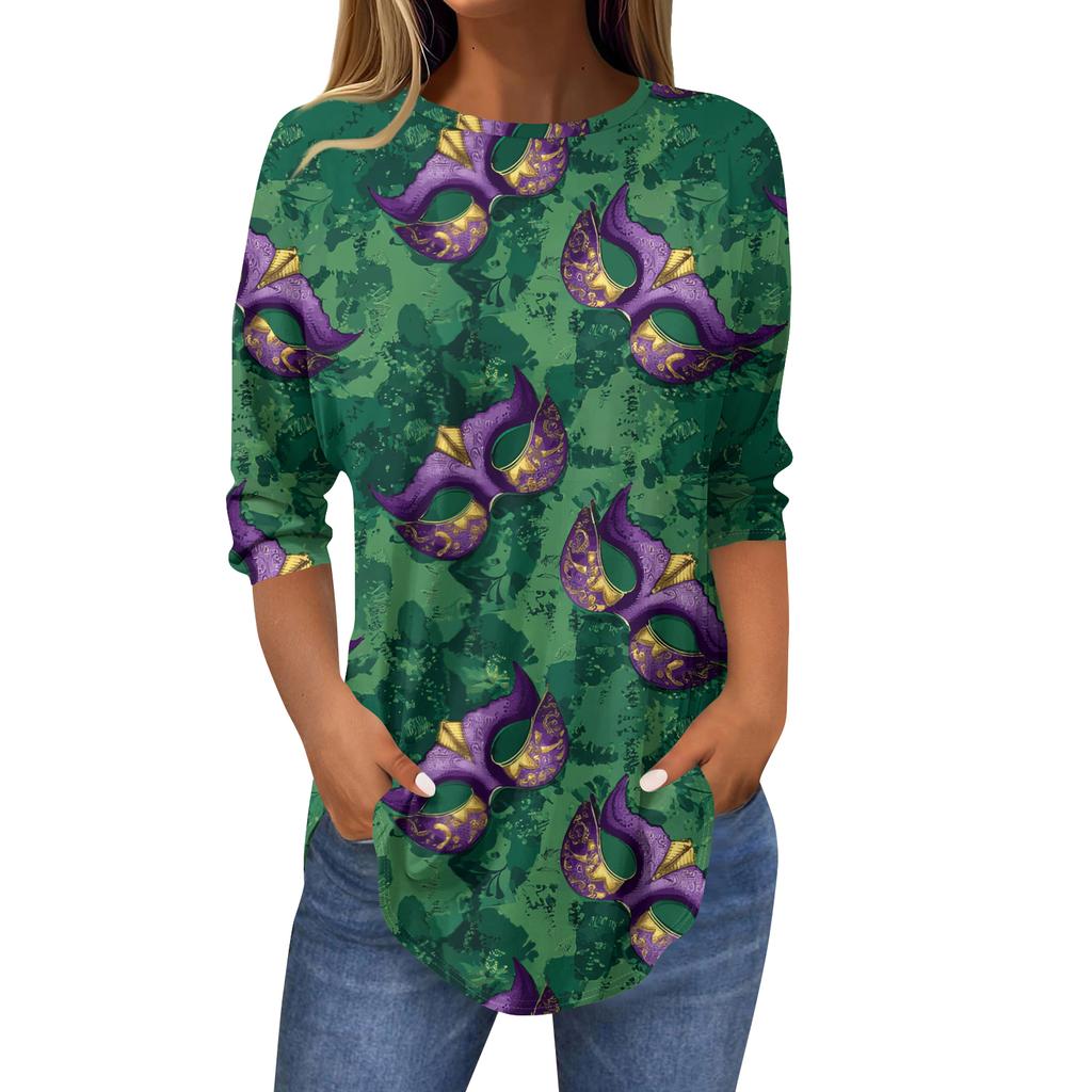 Womens T Shirts 3/4 Sleeve Shirts Solid Color Pullover Summer Spring Tops Blouses