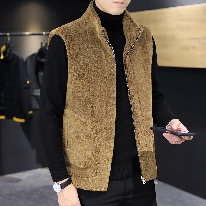 Woodpecker Men's Reversible Leather and Fur Fleece Vest - Autumn/Winter Lambswool Sleeveless Jacket