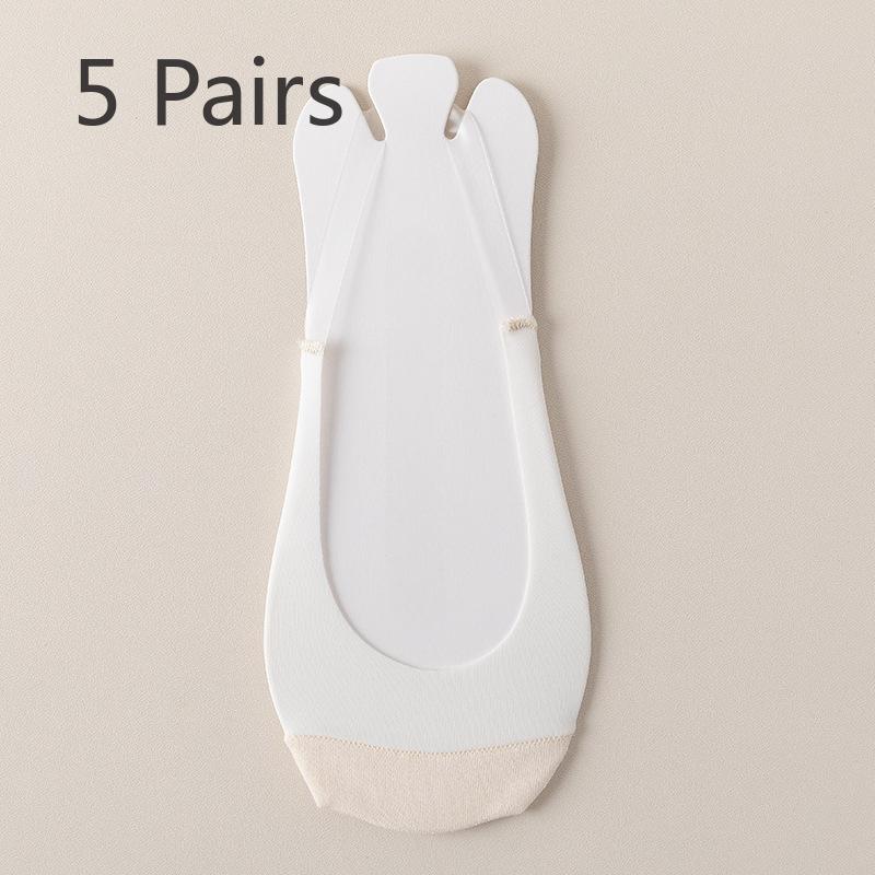 

5 Pairs of Women s Summer Thin Non Slip and Deodorant Ice Silk Suspender Boat Socks 5 Pairs тілесний