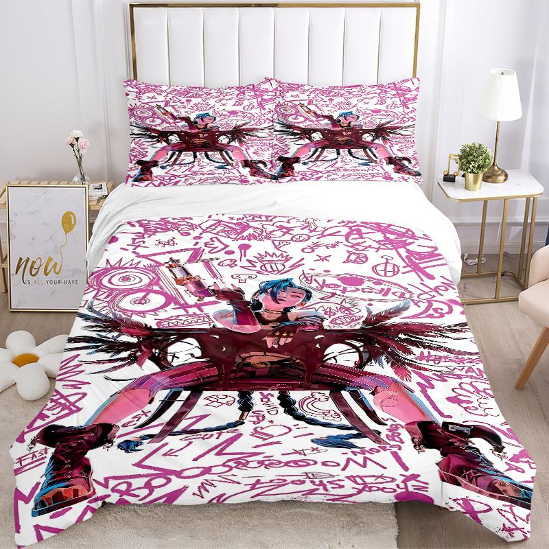 3pcs Jinx Home Decor Bedding Set-Universal Three-Piece Suit for Bedroom, Guest Room, Living Room, Hotel-Perfect Gift for Fans, Travelers, Da